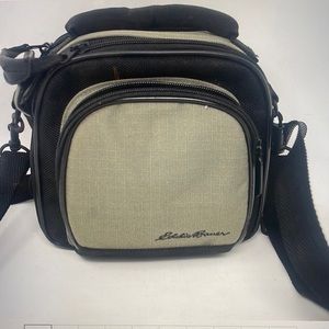 Vintage Eddie Bauer Camera Bag Case Crossbody Olive Tan Excellent Condition